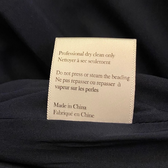 NWT Marchesa Notte Sweetheart Neckline Embroidery Satin Navy Gown - Picture 13 of 17